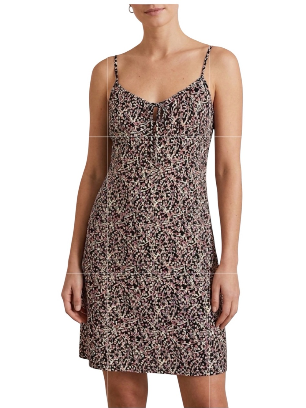 Abstract Floral Slip Dress Cami Straps Mini Midi Size Small Y2K Style Black Pink